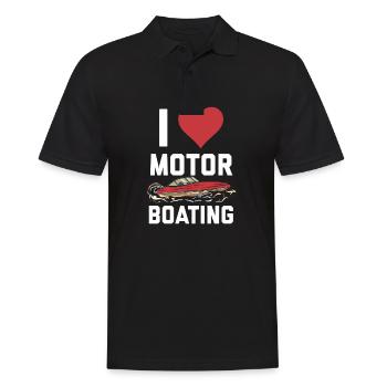 I Love Motor Bootfahren Lustig Bootfahren - Männer Poloshirt - Schwarz - Vorne - Kai (181cm)