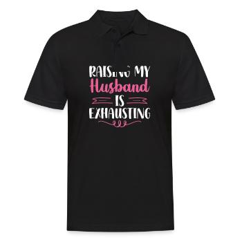 Raising My Husband Is Exhausting Leopard Messy - Men's Polo Shirt - black - Front - Kai (181cm)