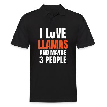 Ich liebe Lamas und vielleicht 3 Leute lustig - Männer Poloshirt - Schwarz - Vorne - Kai (181cm)