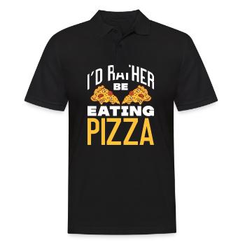 I'd Rather Be Eating Pizza - Pizza Eater Italian - Men's Polo Shirt - black - Front - Kai (181cm)