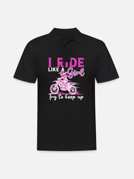 Motocross Girl Motocross Woman Offroad Motorcycle - Men's Polo Shirt - black