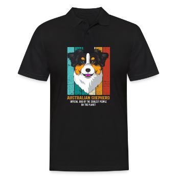 Berger australien Aussie Papa Aussie Maman - Polo Homme - noir - Devant - Kai (181cm)