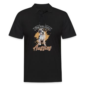 Berger australien Aussie Papa Aussie Maman - Polo Homme - noir - Devant - Kai (181cm)