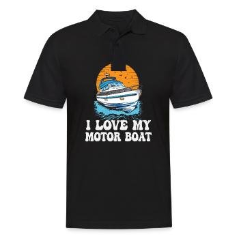 I Love My Motor Boat Life Is Better At The Lake - Men's Polo Shirt - black - Front - Kai (181cm)