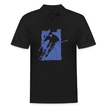 Skiabenteuer im Grunge-Stil: Winterzauber in den - Männer Poloshirt - Schwarz - Vorne - Kai (181cm)