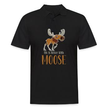 Mit Elch ist das Leben besser! Lustig Elch Spruch - Männer Poloshirt - Schwarz - Vorne - Kai (181cm)