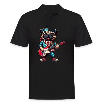 Pug Guitarist - Men's Polo Shirt - black - Front - Kai (181cm)