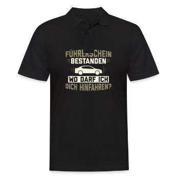 Driver's license passed, where can I drive you - Men's Polo Shirt - black - Front - Kai (181cm)