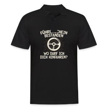 Driver's license passed, where can I drive you - Men's Polo Shirt - black - Front - Kai (181cm)