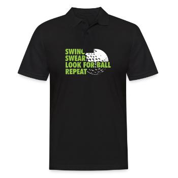 Swing Swear Look For Repeat Funny Golf Golfer - Men's Polo Shirt - black - Front - Kai (181cm)