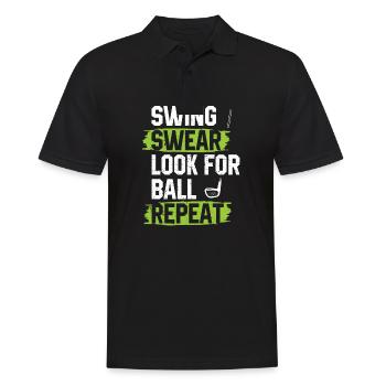 Swing Swear Look For Repeat Funny Golf Golfer - Men's Polo Shirt - black - Front - Kai (181cm)