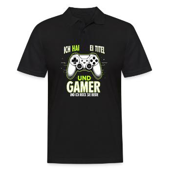 Junge Gamer: Kinder der Zockerwelt - Männer Poloshirt - Schwarz - Vorne - Kai (181cm)