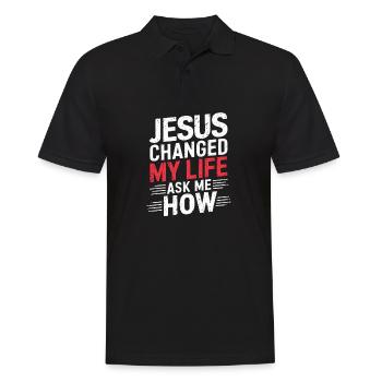 Jesus changed my life! Christian - Men's Polo Shirt - black - Front - Kai (181cm)
