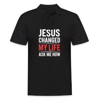 Jesus changed my life! Christian - Men's Polo Shirt - black - Front - Kai (181cm)
