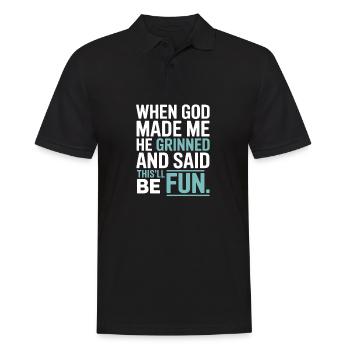 When God made me, he grinned! - Men's Polo Shirt - black - Front - Kai (181cm)