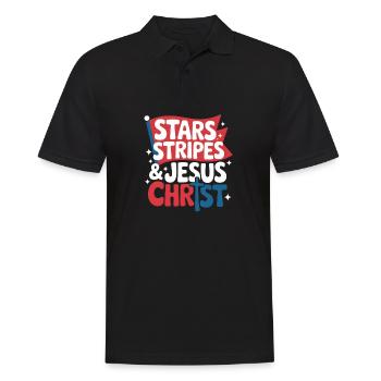 American Believer Christian July 4th Jesus - Men's Polo Shirt - black - Front - Kai (181cm)