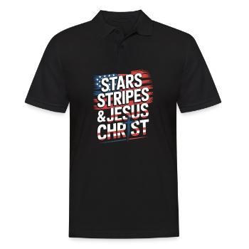 American Believer Christian July 4th Jesus - Men's Polo Shirt - black - Front - Kai (181cm)