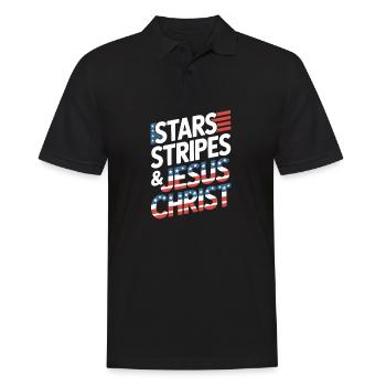 American Believer Christian July 4th Jesus - Men's Polo Shirt - black - Front - Kai (181cm)