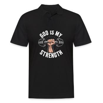 Dieu est ma force ! Croire en Jésus chrétien - Polo Homme - noir - Devant - Kai (181cm)