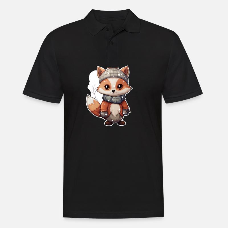Fox in the snow - Men's Polo Shirt - black