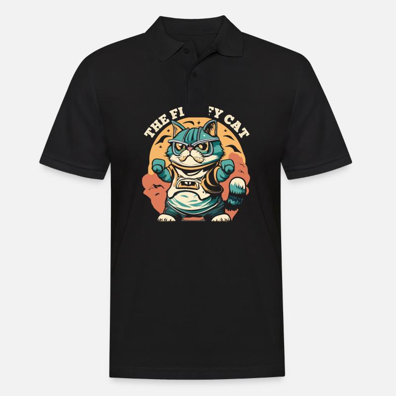 Die flauschige Katze - Männer Poloshirt - Schwarz