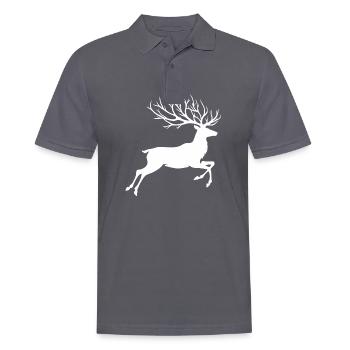Renne Silhouette bois de cerf Noël - Polo Homme - charbon - Devant - Nico (186cm)