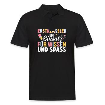 First Grade Elementary School Back to School Gift - Men's Polo Shirt - black - Front - Kai (181cm)