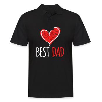 Niedlich Beste Papa Herz Liebe Vatertag Papa - Männer Poloshirt - Schwarz - Vorne - Kai (181cm)