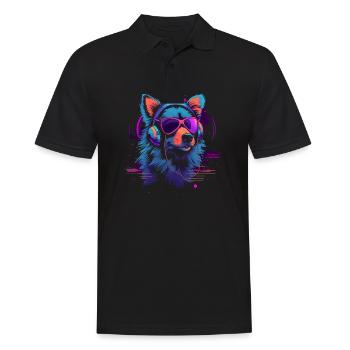 Neon Dog 80s Style 1 for black - Men's Polo Shirt - black - Front - Kai (181cm)
