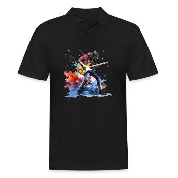 Guitare électrique, cadeau de guitare, jeu de guitare de musicien - Polo Homme - noir - Devant - Kai (181cm)