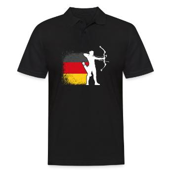 Bogenschütze Deutschland Flagge Bogenschießen - Männer Poloshirt - Schwarz - Vorne - Kai (181cm)