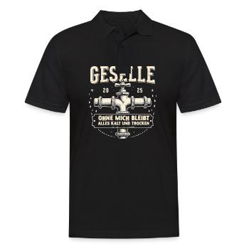 Azubi Erfolg - Geselle 2025 Design - Männer Poloshirt - Schwarz - Vorne - Kai (181cm)