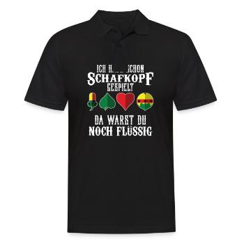 Ich habe schon Schafkopf gespielt - Männer Poloshirt - Schwarz - Vorne - Kai (181cm)