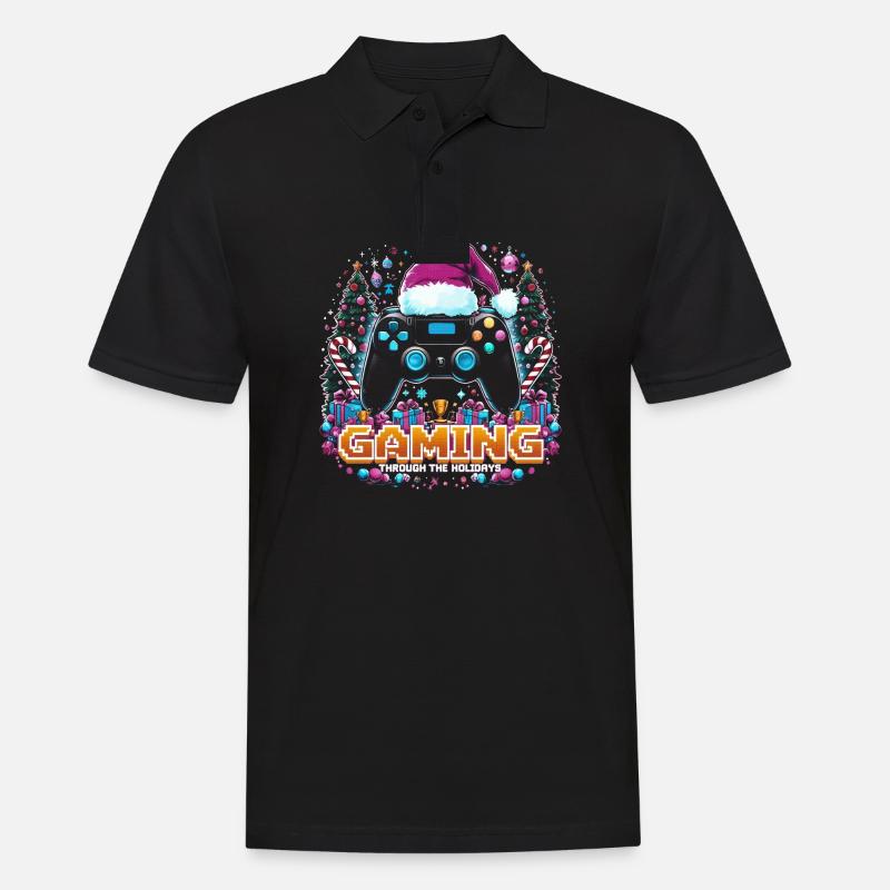 Weihnachts-Gaming Controller - Männer Poloshirt - Schwarz