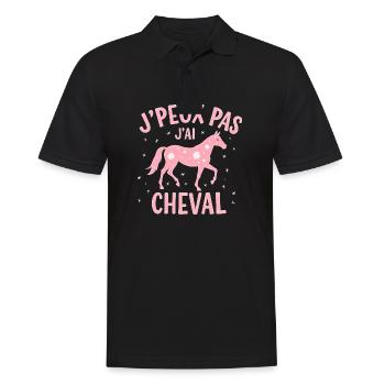 J'Peux Pas J'Ai Cheval Rose - équitation - Männer Poloshirt - Schwarz - Vorne - Kai (181cm)