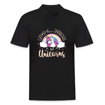 Joli design arc-en-ciel et licorne - Polo Homme - noir - Devant - Kai (181cm)