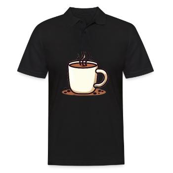 Minimalistischer Kaffee - Dampfender Becher - Männer Poloshirt - Schwarz - Vorne - Kai (181cm)