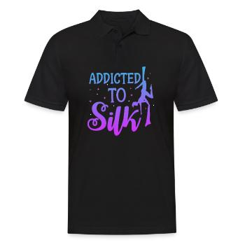 Addicted to Silk | Aerial Dancing - Männer Poloshirt - Schwarz - Vorne - Kai (181cm)