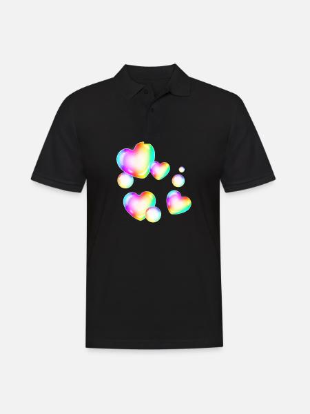 bunte Seifenblasen Herzform - Männer Poloshirt - Schwarz
