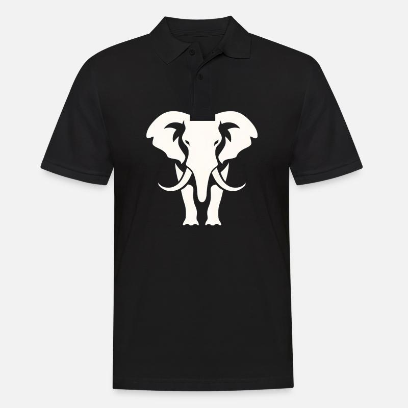 Elefant Silhouette Weiß Logo - Männer Poloshirt - Schwarz