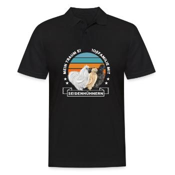 Seidenhühner Großfamilie Seidenhuhn Züchterin - Männer Poloshirt - Schwarz - Vorne - Kai (181cm)