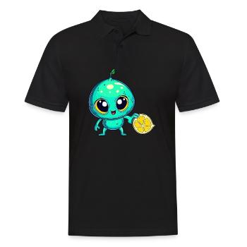 Alien Fruchtzauber: Süße Limone aus dem All - Männer Poloshirt - Schwarz - Vorne - Kai (181cm)
