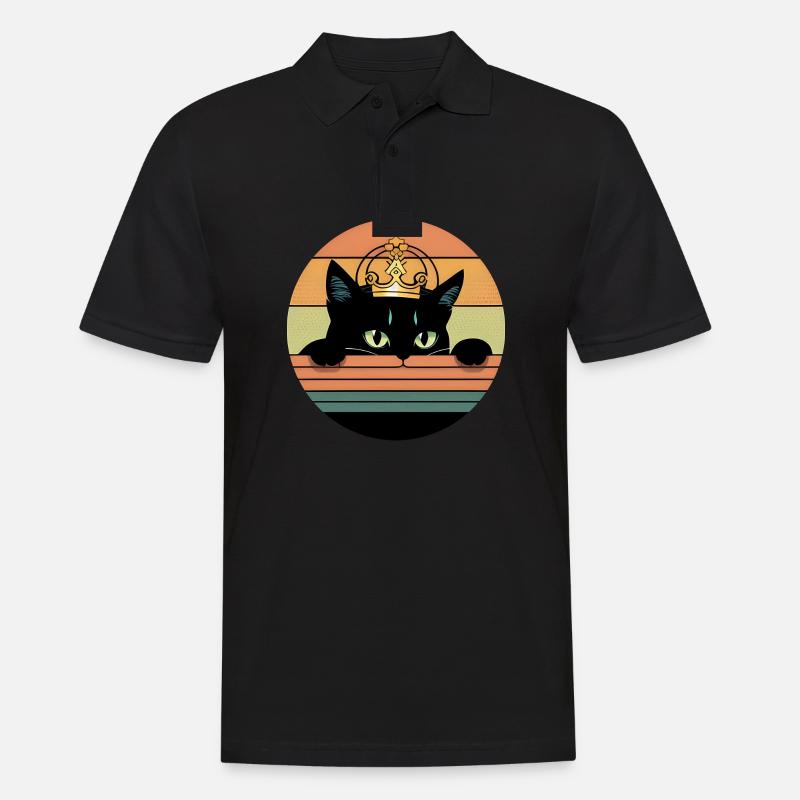 Katze mit Krone - Männer Poloshirt - Schwarz