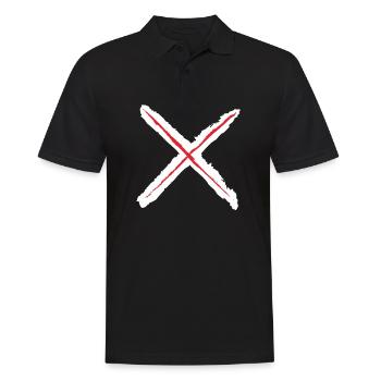Rotes X - Andreaskreuz Grunge Style rot auf weiß - Männer Poloshirt - Schwarz - Vorne - Kai (181cm)