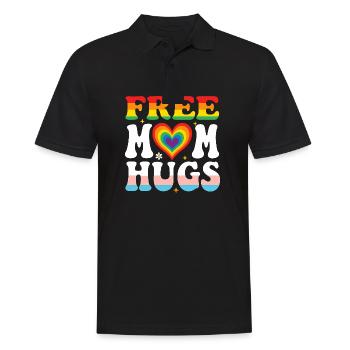 Coloré « Free Mom Hugs » Rainbow Pride - Polo Homme - noir - Devant - Kai (181cm)