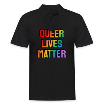 Queer lives matter LGBT Pride gay rainbow - Polo Homme - noir - Devant - Kai (181cm)