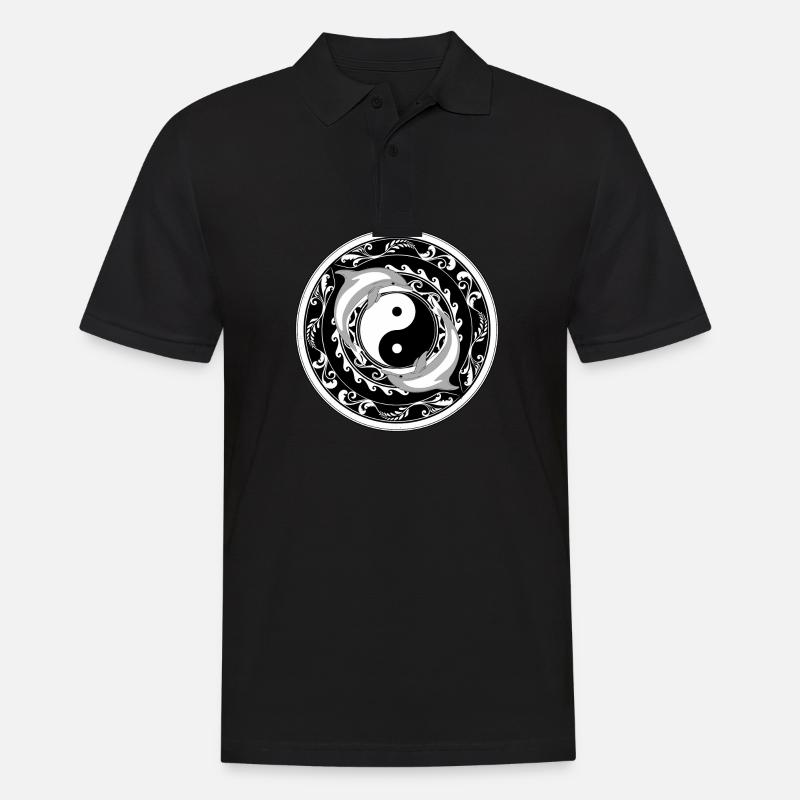 Yin Yang Delfine - Männer Poloshirt - Schwarz