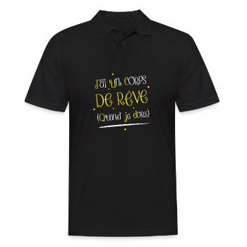 J'AI UN CORPS DE RÊVE ! (QUAND JE DORS) - Polo Homme - noir - Devant - Kai (181cm)