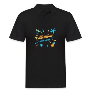 ATTENTION, MÈRE AGITÉE ! (maman, plage) - Polo Homme - noir - Devant - Kai (181cm)