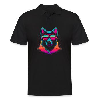 Neon Dog 80sStyle for Black - Men's Polo Shirt - black - Front - Kai (181cm)
